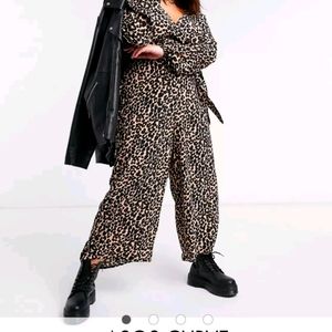 Romper with wrap tie in animal print